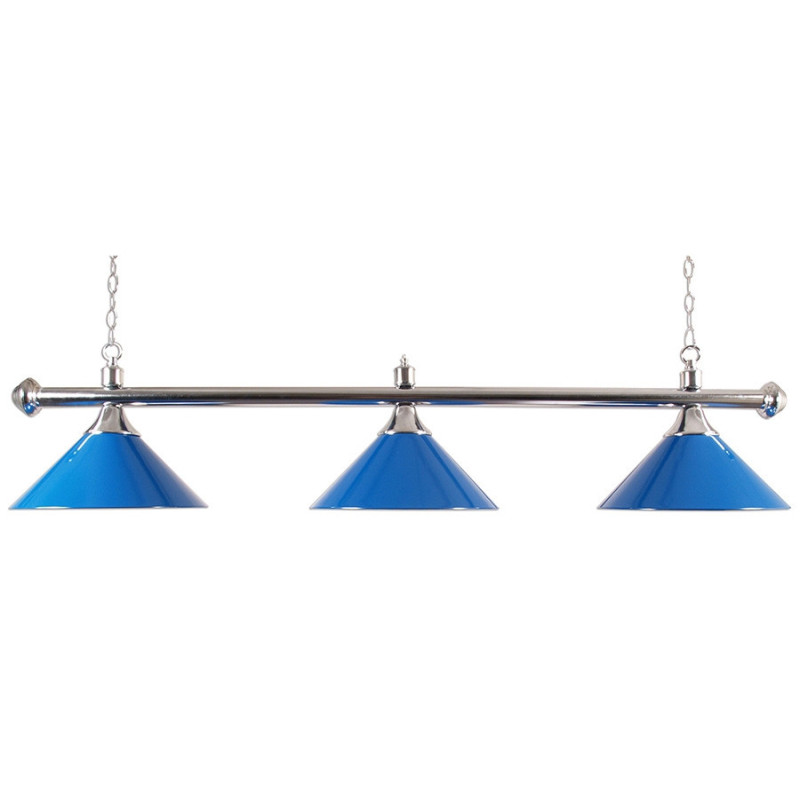 Luminaire Chromé 3 globes bleus 150 cm