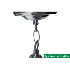 Luminaire Chromé 3 globes bleus 150 cm