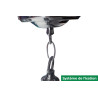 Luminaire Chromé 3 globes bleus 150 cm