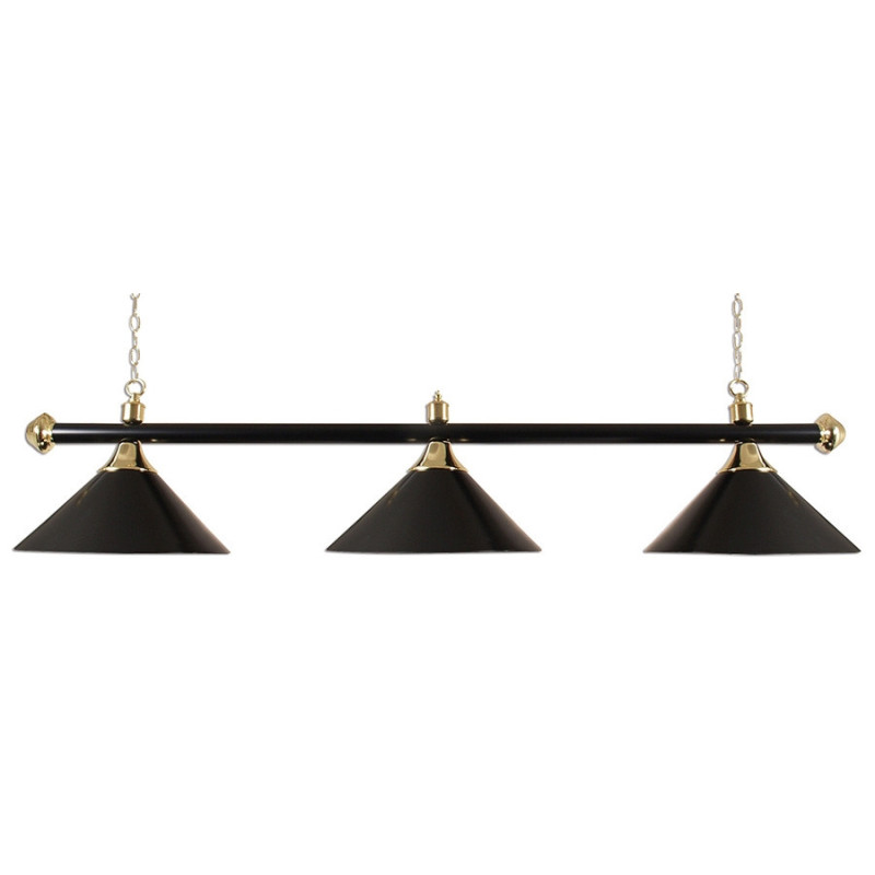 Luminaire Laiton 3 globes noirs 150 cm