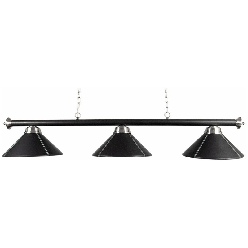 Luminaire 3 globes simili cuir noir 150 cm