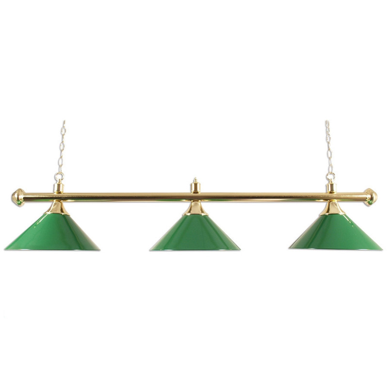 Luminaire Laiton 3 globes verts 150 cm