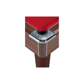 Angle du billard pool Anglais Oméga 2.0 chêne foncé tapis rouge.