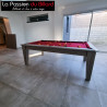 Billard 6 pieds York bois flotté tapis bordeaux.