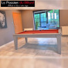 Billard table York bois flotté tapis bordeaux.