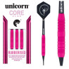 Jeu de fléchette pointe souple de 17 grammes Unicorn Core plus Rubberised pink.