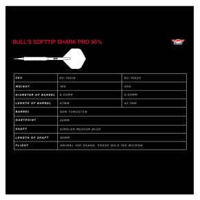 Caractéristiques des fléchettes shark pro de chez Bull's Nl