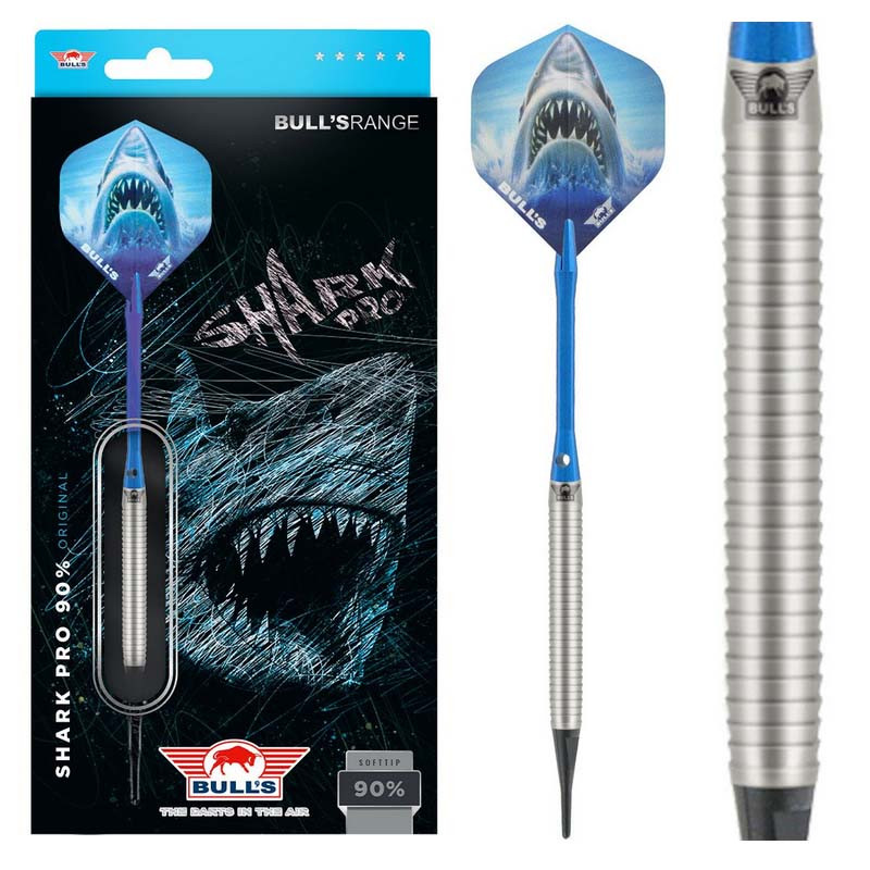 Fléchettes professionnelles 90% tungstène - 18 Grammes - Shark - Bull's