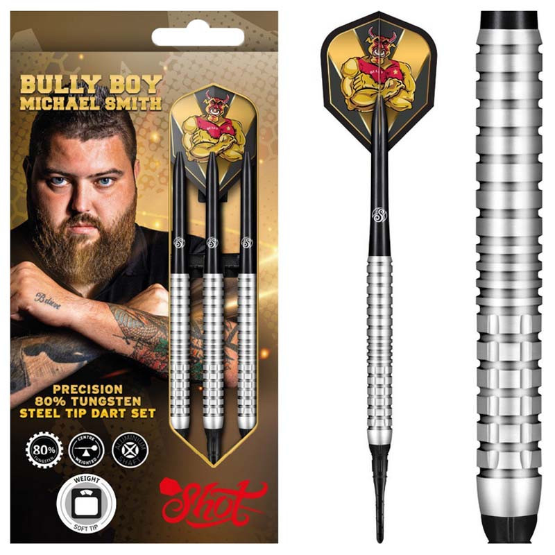 Fléchettes Bully Boy Michael Smith 18Gr soft Shot 80% Tungstène