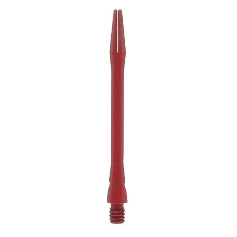 Longue tige de fléchette en aluminium de couleur rouge.