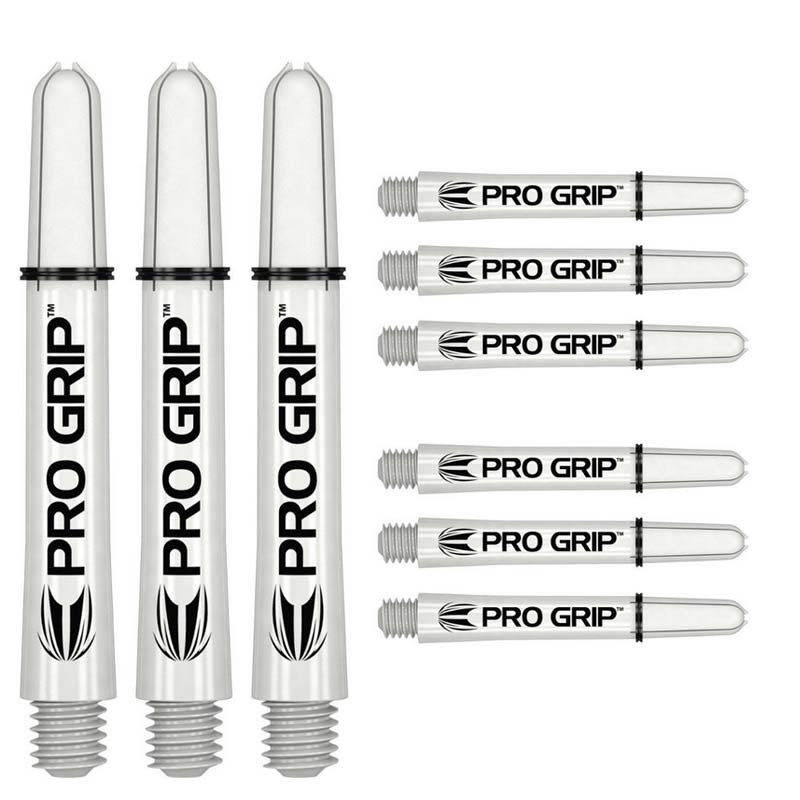 Lot de 9 shafts blanc avec anneau pro grip target, dimension 44.5mm.