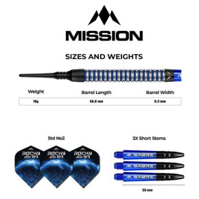 Fléchettes Mission Josh Rock - Pointe souple 95% Tungstène - 18g