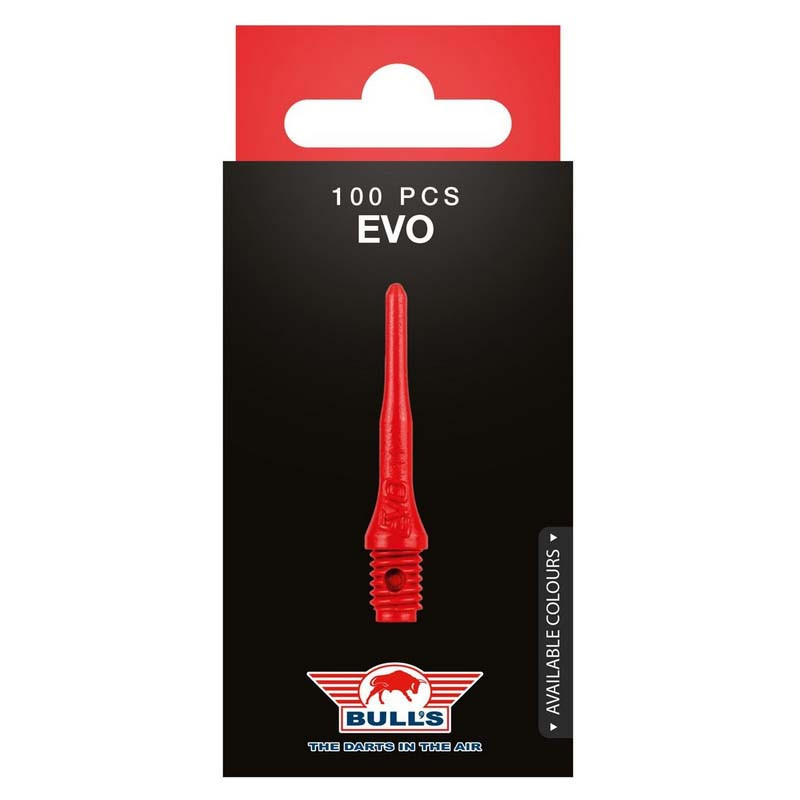 Lot de 100 pointes fléchette nylon qualité supérieure Evo 22mm rouge.