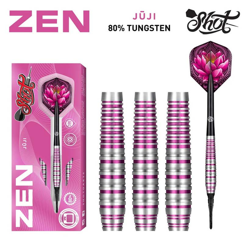 Fléchettes Shot Zen Juji 80% Tungstène – équilibre parfait et contrôle précis pour cibles électroniques.