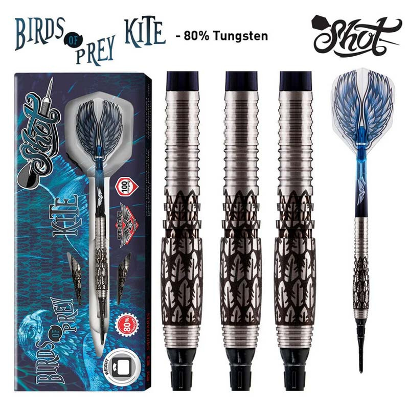 Fléchettes Shot Birds of Prey Kite 80% Tungstène – design inspiré du rapace pour une précision redoutable.