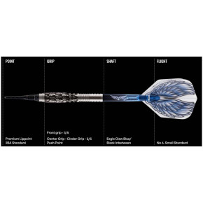 Shaft Eagle Claw bleu/noir et ailettes Shot Wings – stabilité et style au rendez-vous.