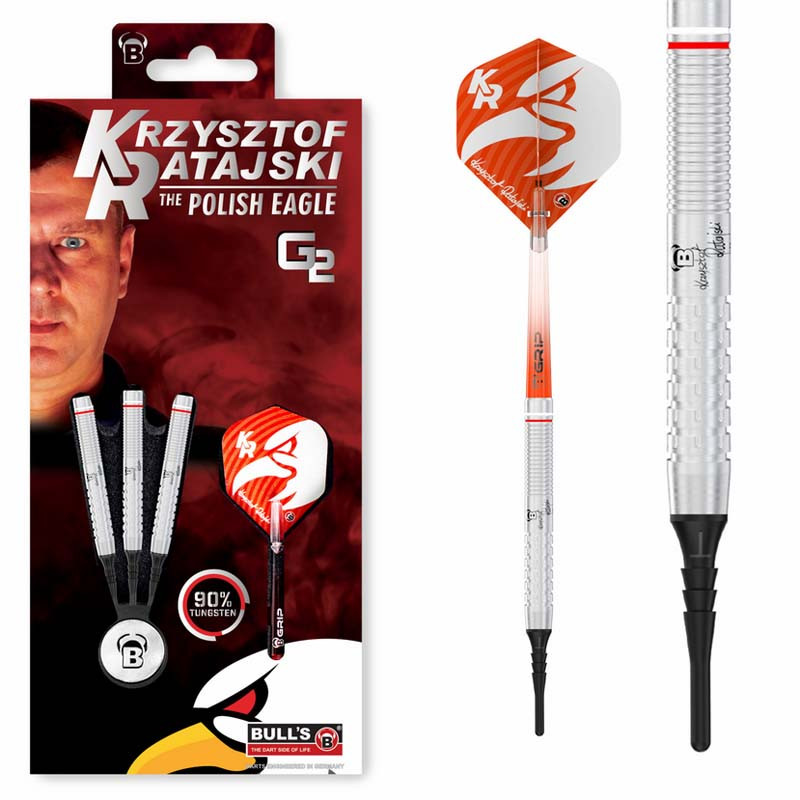 Fléchettes BULL'S Krzysztof Ratajski G2 – 90% Tungstène, 18g.