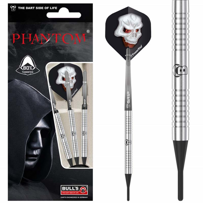 Fléchettes BULL'S Phantom PT2 – 80% Tungstène, 18g, Soft Tip.