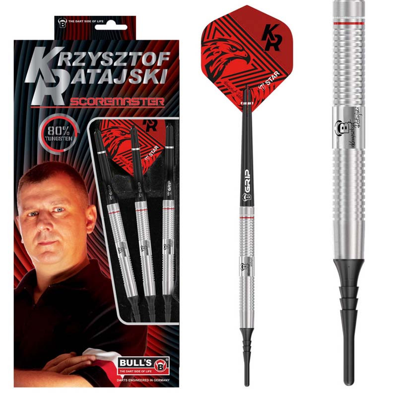 Fléchettes BULL'S Krzysztof Ratajski Scoremaster – 80% Tungstène, 18g.