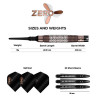 Fléchettes 18 g avec shafts Mission Sabre noirs et flights exclusifs.