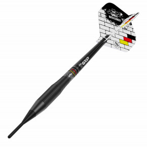 Fléchette noire grip intégral – soft tip 18g, avec flights Allemagne The Wall.