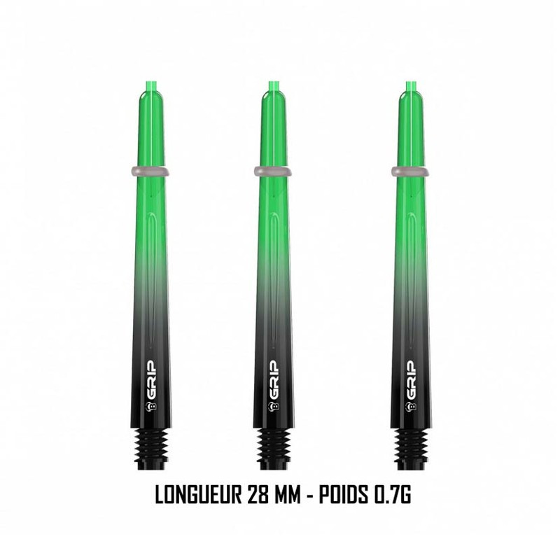 Tiges de fléchettes vert transparent Bull’s B-Grip-2 TTB 48 mm – lot de 3 – haute stabilité.