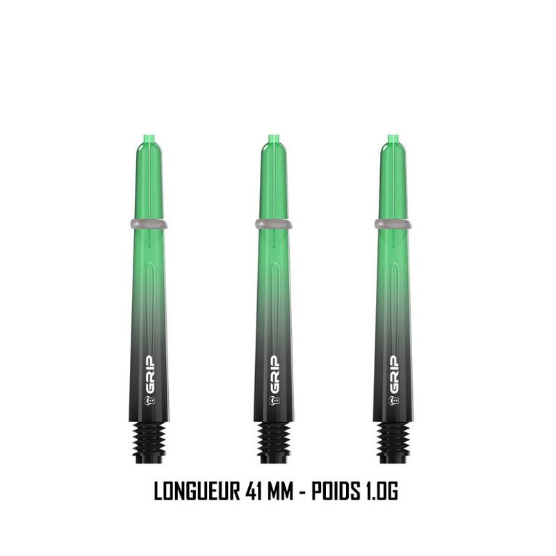 Tige BULL'S B-Grip-2 TTB verte transparente – 41 mm, compatible toutes ailettes