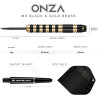 Zoom sur le shaft Grip Lock noir et ailettes ONZA 100 microns