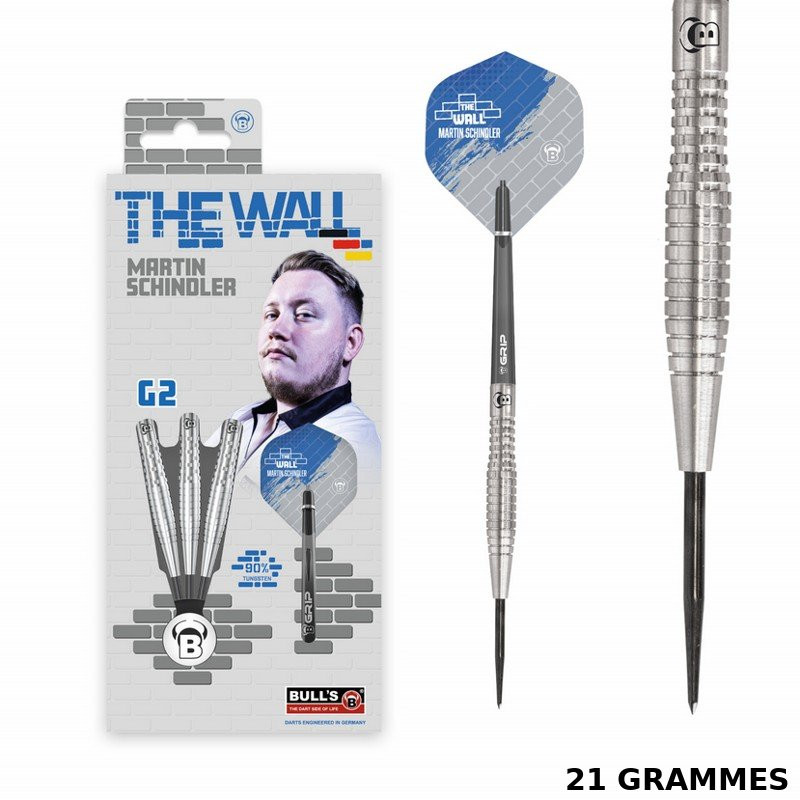 Set complet de 3 fléchettes BULL’S G2 Schindler 21 grammes – tungstène 90 %