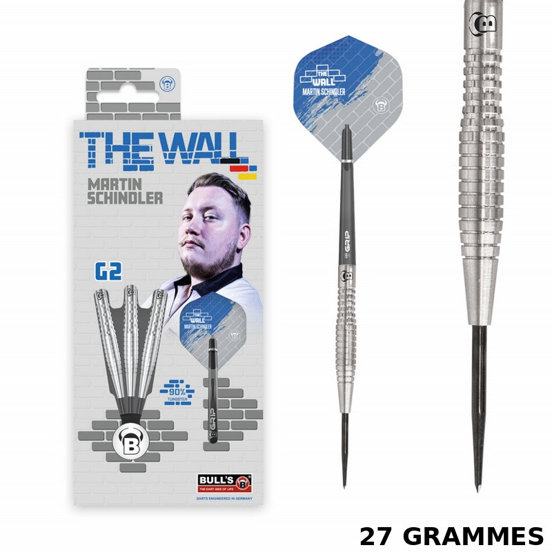 Fléchette complète et packaging Bull's The Wall G2 Martin Schindler 27 grammes