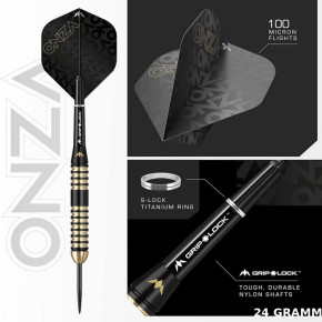 Set complet de 3 fléchettes 24g avec shafts, ailettes et anneaux