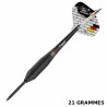 Fléchette Black Brass BULL'S Schindler 21g en vol – Grip noir et détails Allemagne