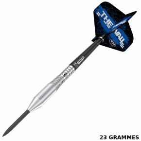 Fléchette TW80 23g BULL'S Martin Schindler – Grip double anneau et design moderne en tungstène 80 %.