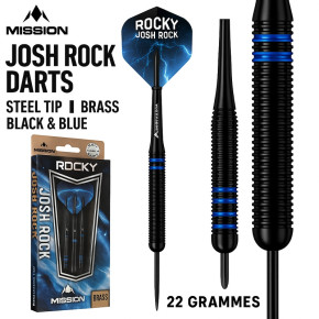 Pack complet fléchettes 22g Rocky avec boîte, shafts et ailettes Josh Rock.