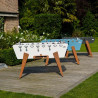 Baby-foot Stella Outdoor blanc et bois pour terrasse extérieure – Idéal pour toutes saisons.
