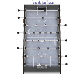 Vue du terrain tracé du Stella Outdoor gris anthracite, pour un babyfoot haute précision et lisibilité optimale.