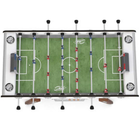 Tapis en Gerflex vert tracé sur le babyfoot Stella Champion Outdoor Blanc.