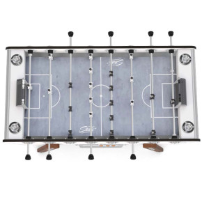 Fond de jeu gris tracé sur le terrain du babyfoot Stella Champion Blanc Outdoor.