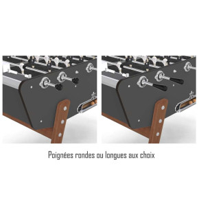 Poignées rondes ou longues au choix pour adapter le style de jeu sur votre baby-foot Stella Star.