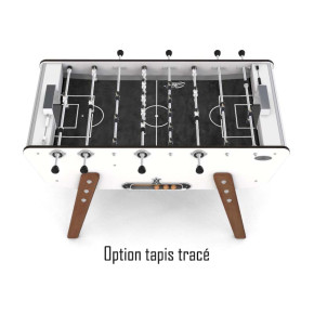 Terrain noir avec tracé en option sur le baby-foot Stella Star Outdoor blanc.