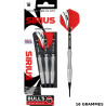 Darts BULL’S Sirius 16g avec shafts noirs et ailettes rouges DimpleTec.