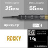 Détail du grip radial noir et doré des fléchettes Josh Rock Soft Tip 18 grammes