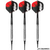Trois fléchettes Mission Yari 19g Soft Tip avec finition samouraï et pointe souple noire.