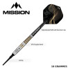 Fléchette Almudena 18g en tungstène 95% avec finition PVD or et pointe souple.