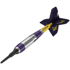 Vue latérale des fléchettes Target Luke Littler Nuke 19g pointe plastique.