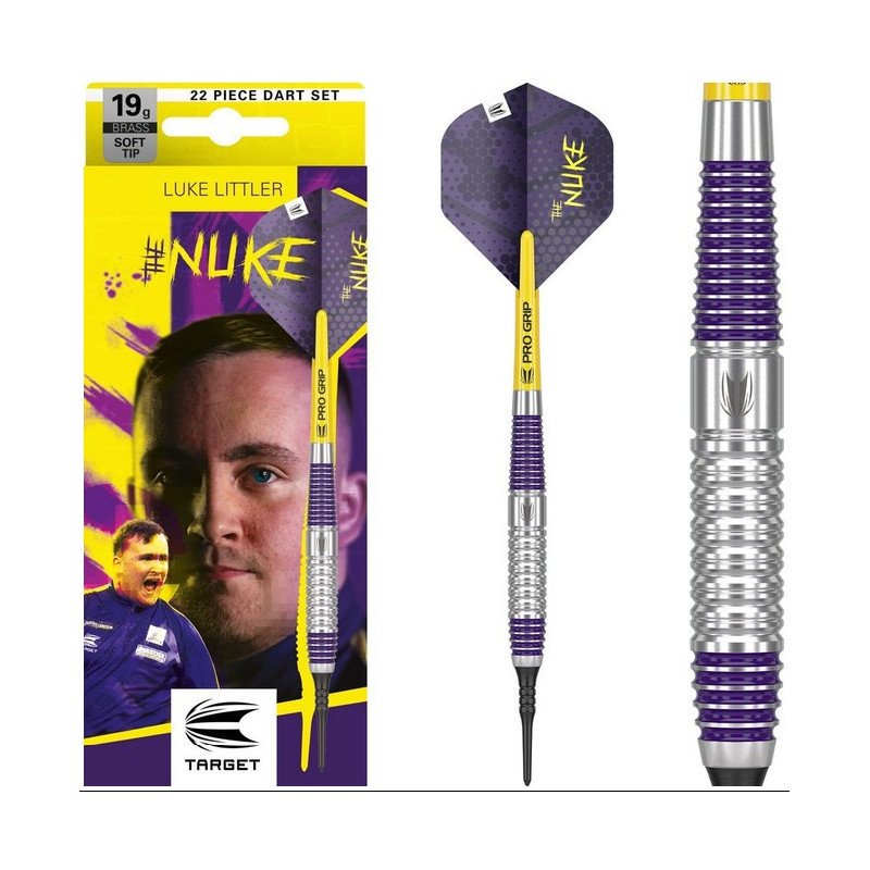 Présentation marketing des fléchettes Target Luke Littler Nuke.