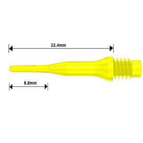 Dimension des pointes de fléchette jaune Tefo-x.