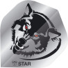 Ailette Bull's B-Star A-Standard 100 microns au design loup noir et gris aux yeux rouges.