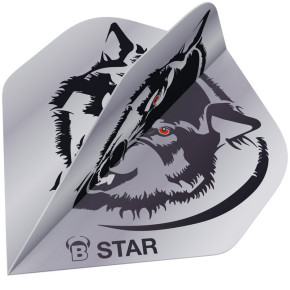 Lot de 3 ailettes Bull's B-Star A-Standard 100 microns, motif loup noir-gris yeux rouges.