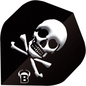 Lot de 3 ailettes Bull's Motex A-Standard 75 microns, motif tête de mort blanc sur noir.